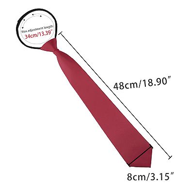 Men's Pre-tied Solid Color Formal Casual Groom Zip Up Ties Adjustable Zipper Neck Tie