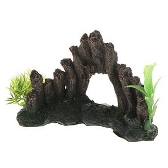 Aquarium Landscape Mountain Decoration Artificial Aquatic Terrariums Stone Gray Green 3.74" Height