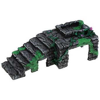Turtle Basking Platform Resin Tortoise Rock Aquarium Ornament 9.5"x4.1"x3.4" Gray Green Purple