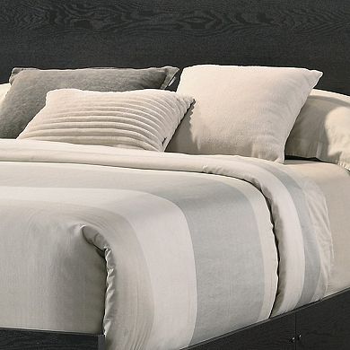 Yoh King Size Bed, Wood, Headboard With Lights And Shelves, Black