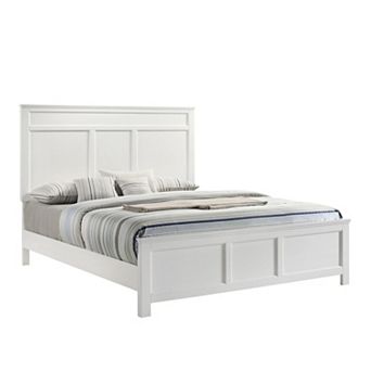 Aver Twin Size Bed, Transitional Carved Panel Design, White Wood Finish