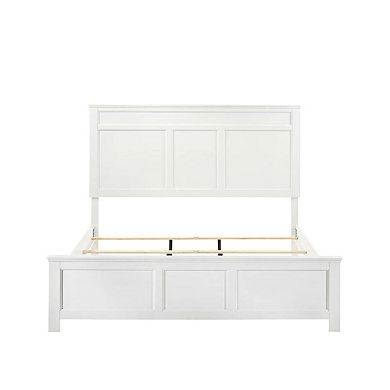 Aver Twin Size Bed, Transitional Carved Panel Design, White Wood Finish