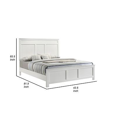 Aver Twin Size Bed, Transitional Carved Panel Design, White Wood Finish