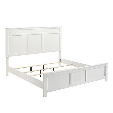 Aver Twin Size Bed, Transitional Carved Panel Design, White Wood Finish