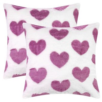 Cute Cartoon Heart Pattern Pillow Covers 2 Packs Soft Plush Pillowcases Cushion Cover 18"x18"