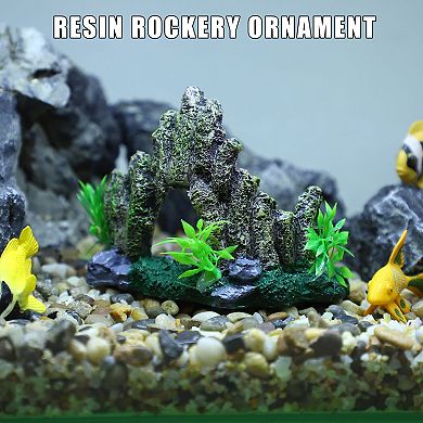 Aquarium Decorations Resin Rockery Ornament Resin Fish Accessories For Aquatic Pets Green 4.92"