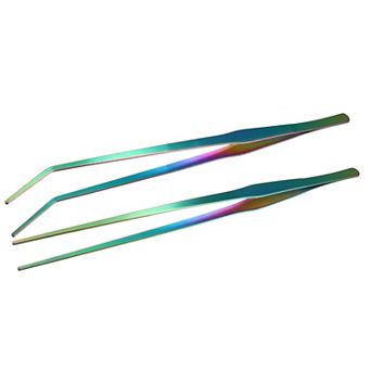 2 pc Aquarium Tweezers Stainless Steel Tweezers For Plants Pets Multicolored