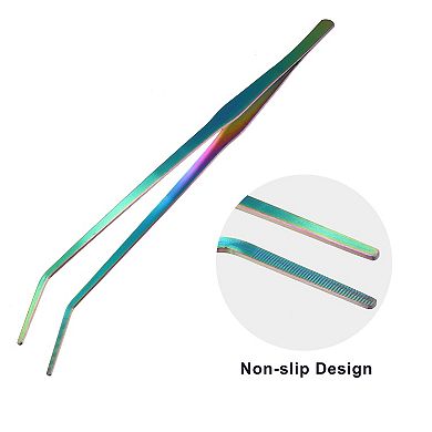 2 Pcs Aquarium Tweezers Stainless Steel Tweezers For Plants Pets Multicolored