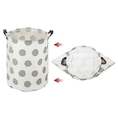 1 Pcs 60l Foldable Cylindrical Laundry Basket For Laundry Room Gray Polka Dots 19.69"x15.75"