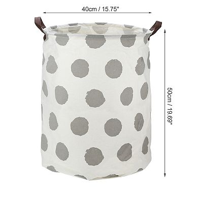 1 Pcs 60l Foldable Cylindrical Laundry Basket For Laundry Room Gray Polka Dots 19.69"x15.75"