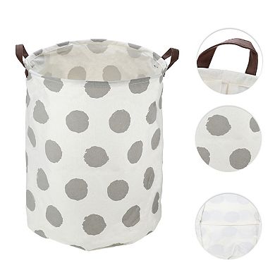 1 Pcs 60l Foldable Cylindrical Laundry Basket For Laundry Room Gray Polka Dots 19.69"x15.75"