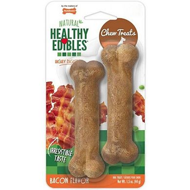 Nylabone Healthy Edibles Wholesome Bacon Flavor Dog Chews - Petite (2 Pack)