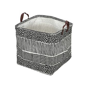 1 pc 30l Foldable Square Laundry Basket For Laundry Room Black White Geometry
