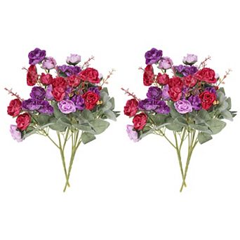 7 Branch 21 Heads Artificial Silk Mini Rose Flower with Stem for Decor, 4 Pack