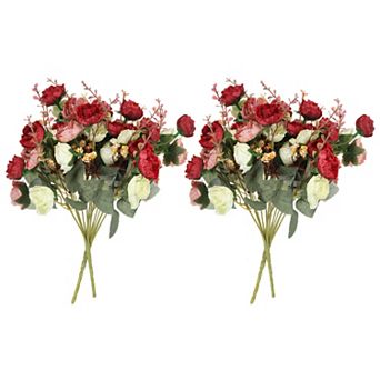 7 Branch 21 Heads Artificial Silk Mini Rose Flower with Stem for Decor, 4 Pack