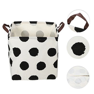 1 Pcs 30l Foldable Square Laundry Basket For Laundry Room Black White Polka Dots