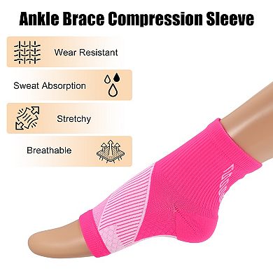 Ankle Support Braces Adjustable Breathable Ankle Wrap Brace For Sports Running Rose Red Size L