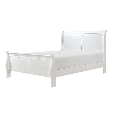 Vele Full Size Bed With Panel Headboard, Classic White Solid Wood Finish