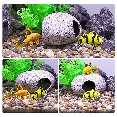 fish tank accessories for fish to play TV Eddie PK Slone Aquarium Dcor Set USB and battery operated Medium Rock Cave Aquarium Decor