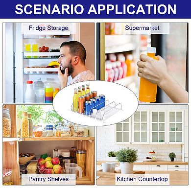 3pcs Soda Can Organizer For Refrigerator, Width Drink Dispenser Beverage Pusher