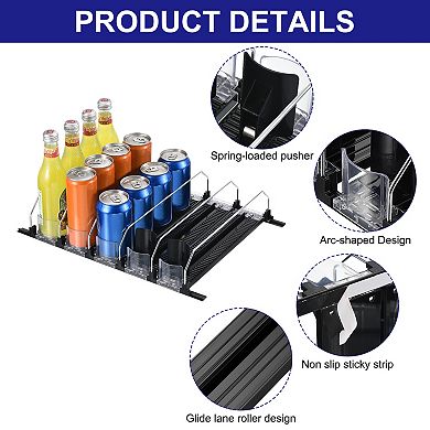 3pcs Soda Can Organizer For Refrigerator, Width Drink Dispenser Beverage Pusher