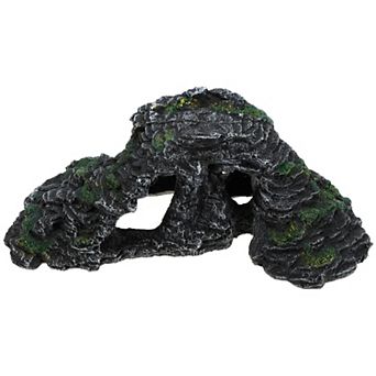 Turtle Basking Platform Resin Tortoise Rock Aquarium Ornament 11.7"x6"x4.3" Black Green