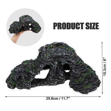 Turtle Basking Platform Resin Tortoise Rock Aquarium Ornament 11.7"x6"x4.3" Black Green