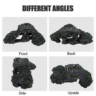 Turtle Basking Platform Resin Tortoise Rock Aquarium Ornament 11.7"x6"x4.3" Black Green