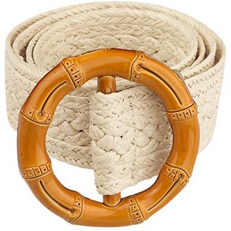 Women's Vintage Round Buckle Woven Belts Boho Waist Belt For Dress
