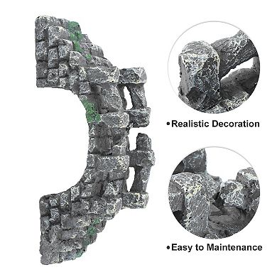 Aquarium Decorations Arch Bridge Decoration Resin Fish Accessories Gray Green 7.48" Length