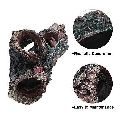Aquarium Decorations Hollow Tree Trunk Ornament Resin Fish Accessories Brown Green 5.91" Length