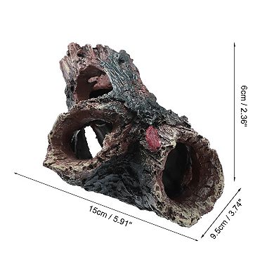 Aquarium Decorations Hollow Tree Trunk Ornament Resin Fish Accessories Brown Green 5.91" Length