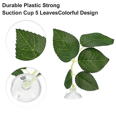 4pcs Betta Fish Leaf Pad Hammock Resting Hide Plants Decor Green With Suction Cup 3.15"x1.93"