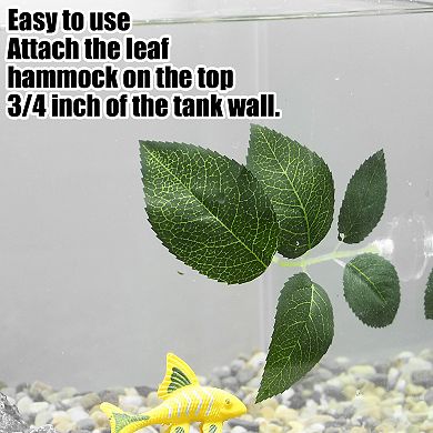 4pcs Betta Fish Leaf Pad Hammock Resting Hide Plants Decor Green With Suction Cup 3.15"x1.93"