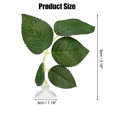 4pcs Betta Fish Leaf Pad Hammock Resting Hide Plants Decor Green With Suction Cup 3.15"x1.93"