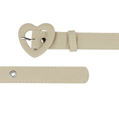 Women's Heart Shaped Belt Heart Buckle Belts Pu Leather Adjustable Ladies Waist Belts