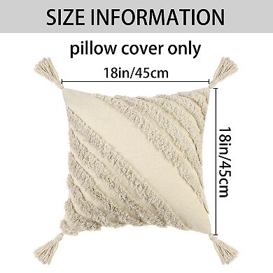 Boho Throw Pillow Covers With Tassels Woven Tufted Bohemian Cushion Cover