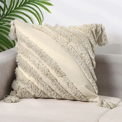 Boho Throw Pillow Covers With Tassels Woven Tufted Bohemian Cushion Cover
