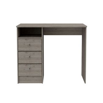 Naples Computer Desk With Three Drawers And Open Storage Cabinet