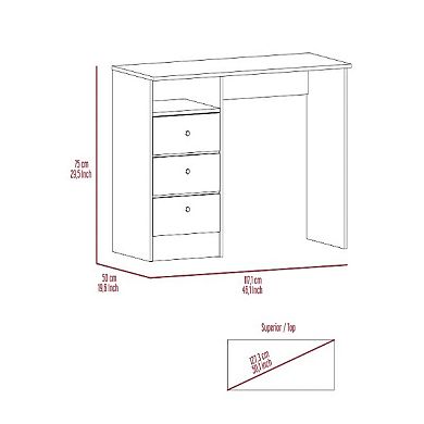 Naples Computer Desk With Three Drawers And Open Storage Cabinet