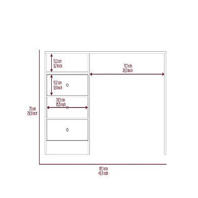 Naples Computer Desk With Three Drawers And Open Storage Cabinet