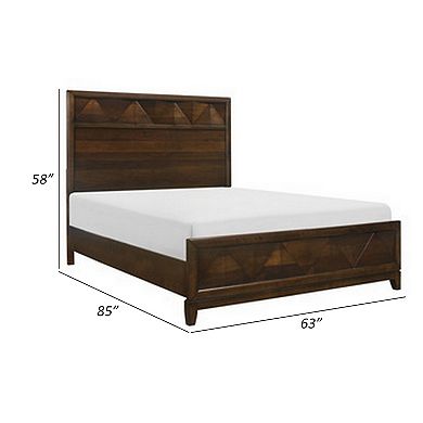Nibo Queen Size Platform Bed, Modern Rustic, Walnut Brown Solid Wood