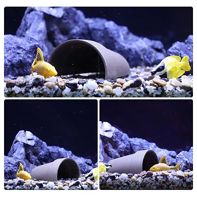 Aquarium Decorations Ceramic Cave Hiding Rock Cave For Fish Brown 3.54"x3.43"x1.97"