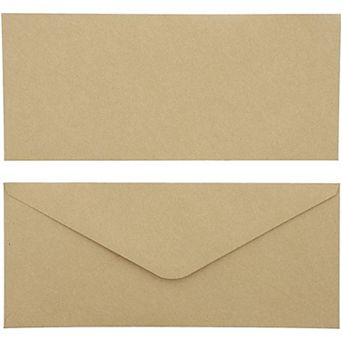 100x Kraft Envelopes V Flap With Gummed Glue Seal For Office, 9.5 X 4 Inch Brown