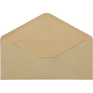 100x Kraft Envelopes V Flap With Gummed Glue Seal For Office, 9.5 X 4 Inch Brown
