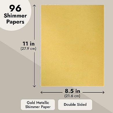 96 Sheets Gold Metallic Shimmer Paper, 8.5 X 11, Letter-sized For Arts, Crafts