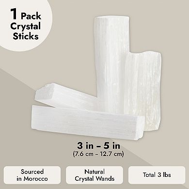 Wellbrite Selenite Wands, Crystal Sticks (3-5 In, 3 Lb.)