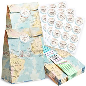 36 Pack World Map Travel Favor Bags, 8.7 x 5.15 x 5.15 inch