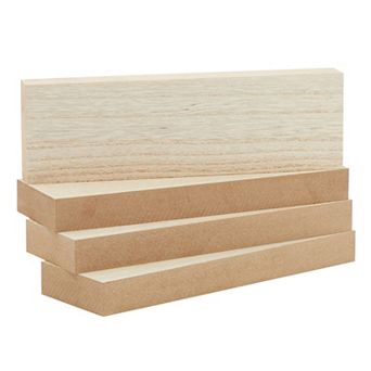 Unfinished MDF Wood Blocks for Crafts, Wooden Square Blocks for DIY (4 Pack)