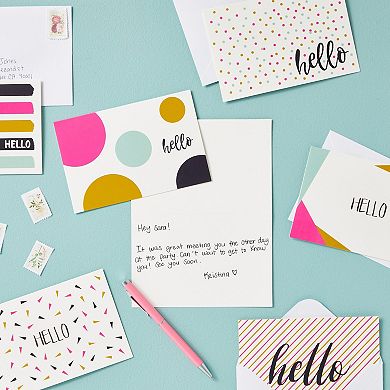 48 Pack All Occasion Blank Hello Cards With Envelopes, 6 Designs, 4x6 In